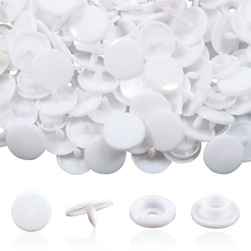 TOAOB 50 Set T5 Druckknöpfe Kunststoff Basteln Buttons Snaps Weiß Plastik Nähfrei Zubehöre für Stoff alle Arten DIY Kleidung Accessoires