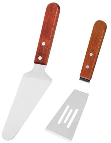 2Pièces Pelle À Pizza En Métal Et Bois Spatule Ergonomique Pour Gâteaux Ustensiles De Cuisine Pratiques Pour Pâtisserie Et Servir