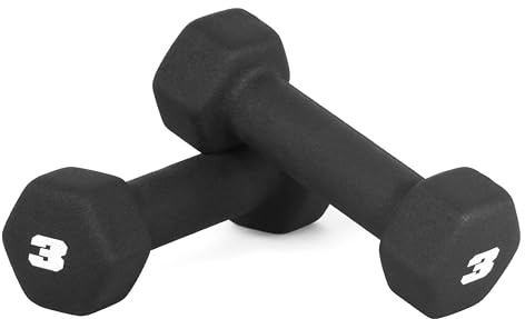 CAP Neoprene Dumbbell Pair, Non-Slip Grip, Black, 3 lb