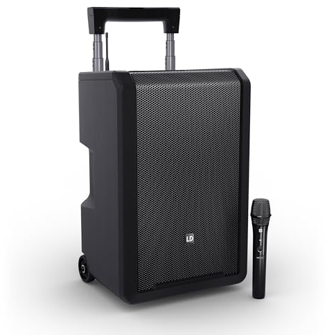 LD Systems ANNY 10 HHD Mobiler Bluetooth PA-Lautsprecher mit Akku, Mixer und 1x Funkmikrofon 823-832 MHz und 863-865 MHz, schwarz