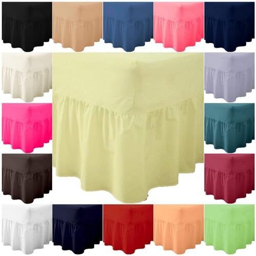 30CM Frill Drop Plain Dye Frilled Fitted Valance Sheet Small Double Size Bed Skirt Fuchsia Non Iron Poly Cotton Fitted Valance Bed Sheets 25CM Deep Fit