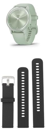 Garmin vívomove Sport, Hybrid Smartwatch with up to 5 days battery life, Cool Mint & Quick Release Band (20 mm) - Black