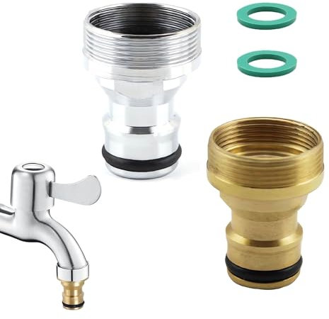 DHWEKU 2 Pezzi Adattatore Rubinetto Canna Acqua Universale per Cucina, Attacco Rapido per Ugello per Tubo Filettato Maschio, Giardino Interno ed Esterno