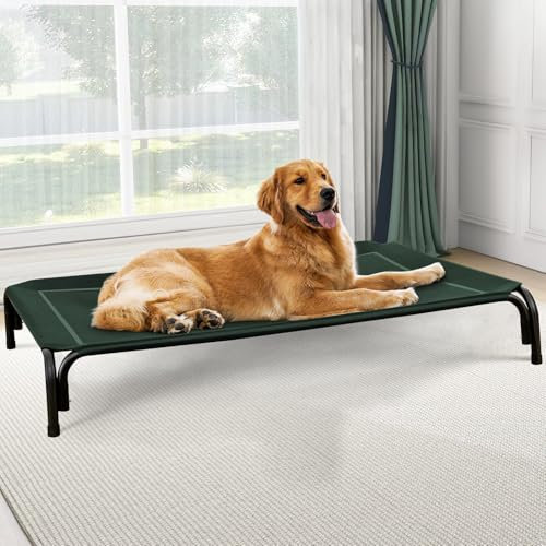 Czpalo Elevated Pet Bed, Raised Outdoor Dog Bed for Extra Large Sized Dog, Portable Cooling Pet Cot with Breathable & Washable Mesh, Indoor & Outdoor Pet Hammock with Skid-Resistant Feet.