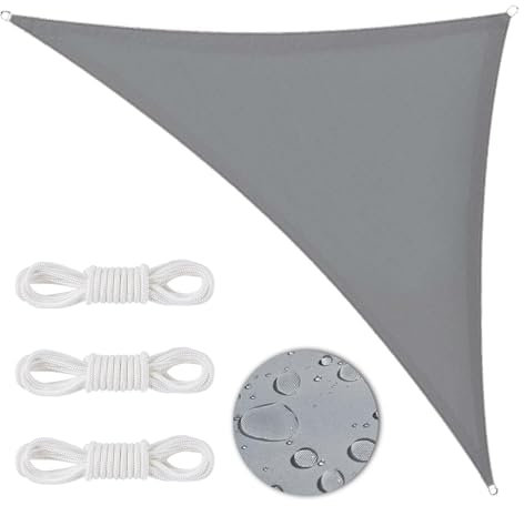 WDAFLG Vela Ombreggiante Triangolare 3 x 3 x 4,3 m, Protezione UV 95%, Tenda a Vela Dotata di Fibbia a D in Acciaio Inox su Ogni Angolo e Coulisse da 2,4 m, Adatta per Giardini, Piscine
