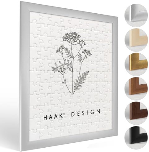 Haak Puzzlerahmen Klassik Mattsilber 36 X 49 cm (ca. 500 Teile) Bilderrahmen Rahmen für Puzzle