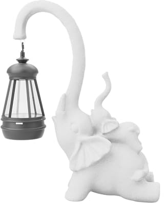 Figorona Ornements de jardin en forme d'éléphant, statue d'éléphant à énergie solaire, lumières LED, étanchéité IP65, sculpture animale, cadeau d'éléphant pour femme (arrière)
