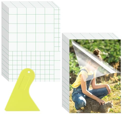 Poeland 50 Stück selbstklebende Laminierblätter, jedes Blatt für eine Seite, 10,2 x 15,2 cm, selbstklebende transparente Laminatfolie mit Schaber, keine Maschinenlaminatblätter für Karten, Fotos