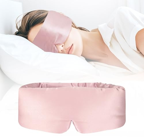 Seiden-Schlafmaske Weiche 100% Maulbeerseiden-Augenmaske mit verstellbarem Kopfband, verstellbare Schlafmaske für Herren und Frauen, lichtundurchlässig für Nachtschlaf, Reisen und Nickerchen (Rosa)