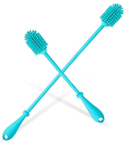 Ipetboom Silikon Flaschenreinigungsbürste Babyflaschenbürste 2 Stück Mit Langem Rutschfestem Griff Weich Frei Für Wasserflaschen Babyflaschen Und Trinkflaschen Mit Aufhängeöse