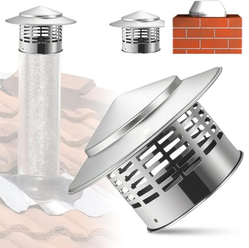 WANDGU 110mm Antipioggia Comignoli Del Tetto: Comignolo In Acciaio Inox Cono Con Retina Copertura, Tubo Della Stufa Topper, Del Camino Copertura Antipioggia, Copertura Del Tetto per Camino Esterno