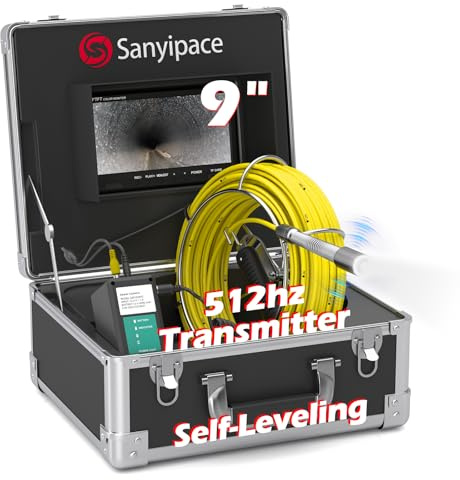 Rohrkamera 20M, HD Kanalkamera mit 9-Zoll-Bildschirm und 512hz Sender Kamerakopf, Rohrinspektionskamera mit Selbstnivellierung, Kanalisationkamera Rohr Endoskop wasserdichte IP68 mit 32GB TF-Karte