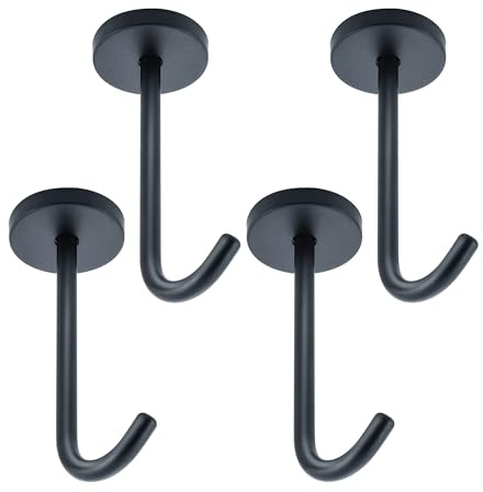 Mooche 4Pcs Ceiling Hooks Black,Ceiling Hook for Hanging Plants 10.7CM | Heavy Duty Hook Stainless Steel Ceiling Hooks for Hanging Plants Basket, Hammock, Bird Feeders, Lanterns, Planters