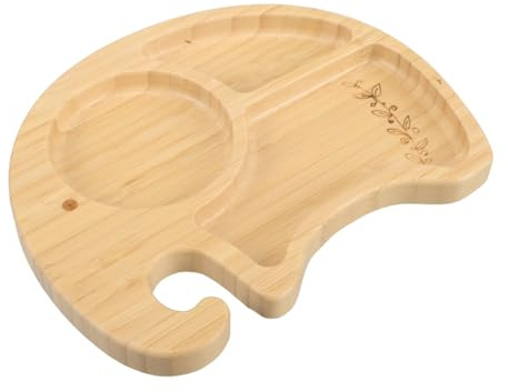 INOOMP Holzteller Mit Saugnapf Für Junge Mädchen Cartoon-essteller Mit Fächern Beikostschale Aus Holz Niedlicher Tierteller Für Kleinkinder Mit Anti-fall-funktion