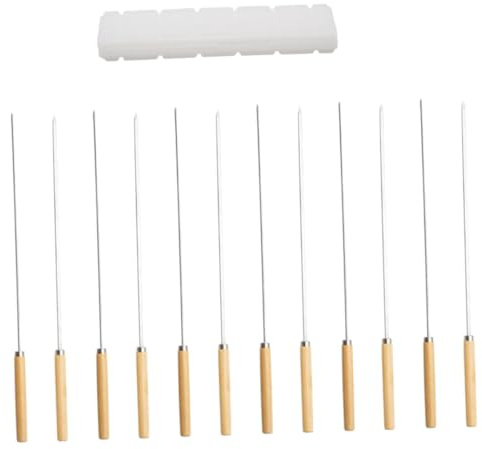 GALPADA Set de Brochettes Barbecue Acier Inoxydable avec Poignées Antibrûlure Ustensiles Pratiques pour Viandes Légumes et Fruits Plein Air