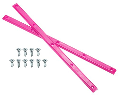 PATIKIL 1 Pair Rib Bones Rails, Stable and Flexible Skateboard Rails for Deck with Screws Reduce Friction for Long Board Skateboard(Pink)
