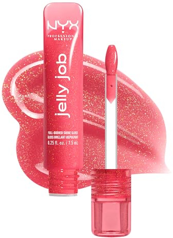 NYX Professional Makeup Jelly Job, Lucidalabbra, Finish Ultra Brillante, Applicatore a Spatola, Formula Vegana, Infuso con Peptidi, Shade: Jelly Kissed, 8 ml