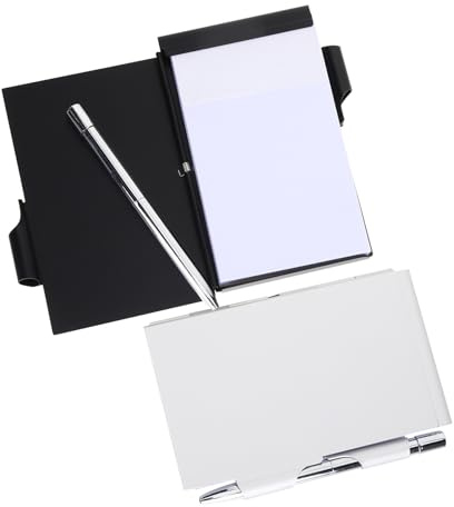 Veemoon Taschennotizblock mit Stift 2 Stück Metall Papier Notizheft | Tragbar für Einschulung Feier, Kleines Taschenformat für Büro und Schule, Schreibwaren für Unterwegs
