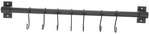 FIXOSHEE Estante Colgante para Utensilios de Cocina 50 Cm Aluminio Espacial Negro 7 Ganchos Organizador de Pared para Colgar Tazas y Accesorios Utensilios en Cocina Hogar Oficina