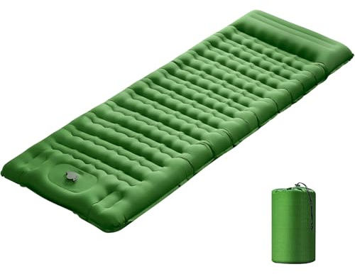 Asbtos Camping Isomatte Selbstaufblasend - 192x63cm Ergonomisch Selbstaufblasende Luftmatratze Mit Integriertem Kissen & Fußpumpe | Wasserdicht, Ultraleicht, Isomatte Aufblasbar für Zelt und Outdoor