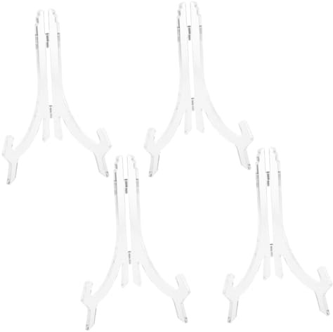 MAGICLULU 4 Piezas caballete de plato ornamental Caballetes para platos Soporte de exhibición de menú Transparent