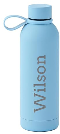 Engraved Personalised Water Bottle 500 ml, Light Blue, Vacuum Flask | Custom-engraved insulated stainless steel body with sipper cap, keeps drinks hot 12hr and cold 24hr, ideal for gym, travel.