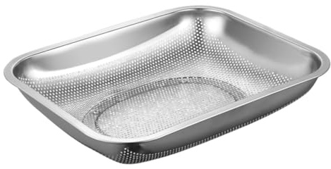 NIYANGLE Cesta de Escurrido Cuadrada de Acero Inoxidable 201-325X255 CM para Lavar Frutas y Verduras Cesta para Almacenamiento Drenaje Rápido Adecuado para Cocina y Lavado de Alimentos