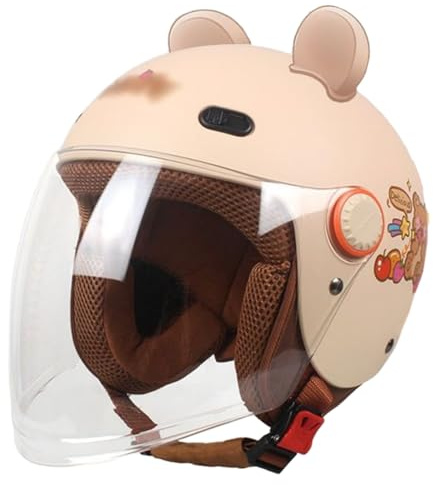 Casque De Moto Ouvert pour Enfants De 2 À 6 Ans (Garçons Et Filles), Homologué ECE 22.06, Casque De Trottinette Enfant avec Visière Solaire, Casque Jet pour Moto Enfant D,48-56cm