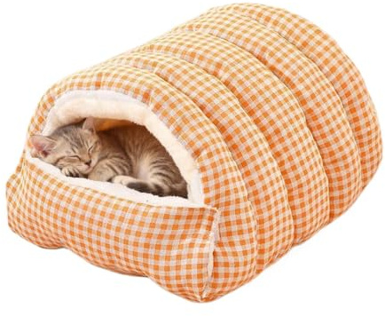 Panier Pour Chien Et Chat Nid Avec Doublure En Peluche Amovible | Lit Caverne Pour Chien Partiellement Fermé Et Lavable Pour Chatons Et Chiots En Hiver Pour Jouer Et Se Cacher À