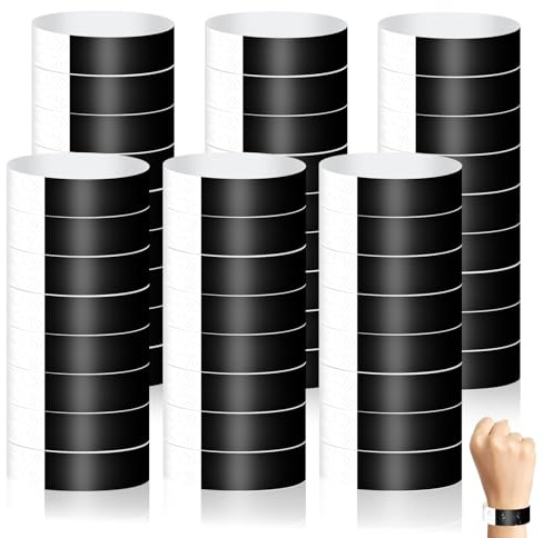 Minfuerang 400 Stück Eintrittsbänder, Einlassbändchen Papier (Schwarz) | Wasserdichte Securebänder, Kontrollbänder für Events,Party,Konzert,Festivals,Wasserpark