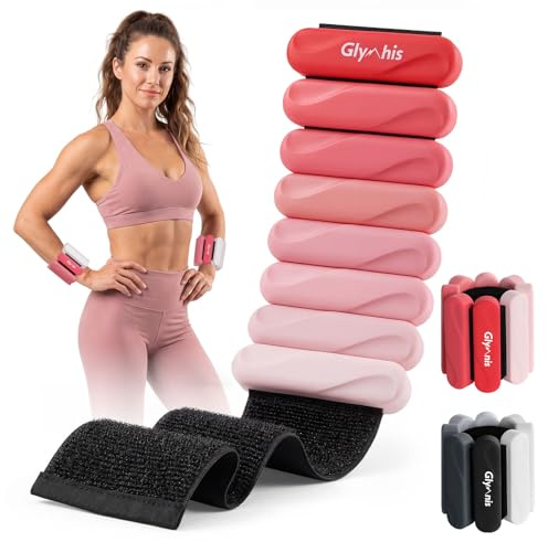 Glymnis Gewichtsmanschetten, Ankle Weights für Männer Frauen,2 (je 0,9 kg) | Gewichte für Beine und Arme, Handgelenk Knöchelgewichte für Pilates, Yoga, Aerobic, Walking, Rutschfest, Wasserdicht