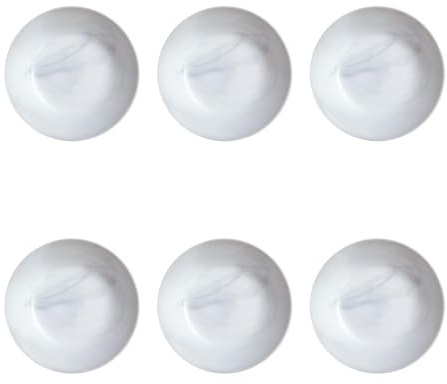Luminarc Set de 6 platos hondos Diwali Granit Marb de vidrio opal 20 cm | Bicolor, Vidrio opal, formato redondo, acabado brillo, 20 cm, 6 piezas, apilable, apto para microondas