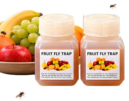 Super Ninja Fruchtfliegenfalle und Trauermücken-Kombi-Set – 2 Obstfliegenfallen für Küche & Lebensmittelzonen + 10 Gelbtafeln für Pflanzen, Chemikalienfrei, Bis zu 3 Monate Schutz vor Schädlingen