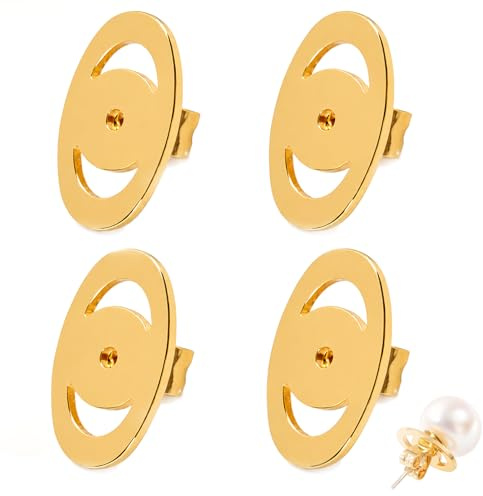 NYVOR Ohrring Stecker Verschluss 4 Stück Ohrringe Heber, Ohrring-Stützverschluss, Gold Ohrringverschlüsse, Hypoallergen Schmetterlings Verschluss, Ohrstecker Verschluss für Große Ohrstecker Schwere