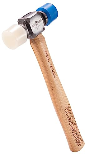 REAL STEEL Small Rubber Mallet Hammer 12 Oz Double Face Hammer Soft/Hard Hickory Wood Handle (0312)