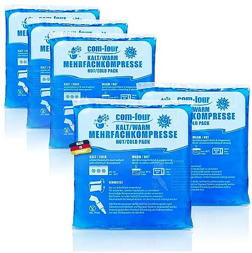 com-four® 5x Compresa Multiuso, Compresas Frías y Calientes Reutilizables, 13 x 14,5 cm - Apto para Microondas - Made in Germany