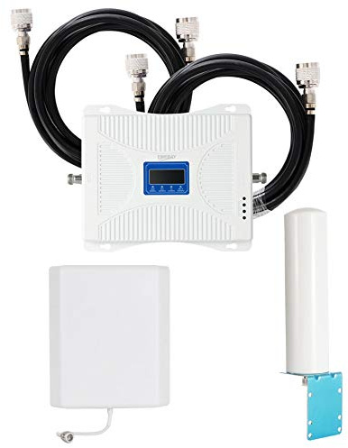 EMEBAY Amplificador Repetidor de Señal Móvil, 4 Bandas 4G/3G/2G gsm LTE, Amplificador de Señales Portátil 900/1800/2100/2600MHz en Casa Oficina Hoteles Ascensor El sótano