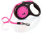 flexi® Neon M Gurt 5 m schwarz, neon-Pinker Gurt, reflektierende Seitenfläche, Roll-Leine für Hunde bis 25 kg