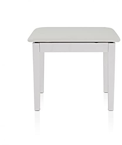 Gear4Music Weißer Klavierhocker Bank mit Aufbewahrung by