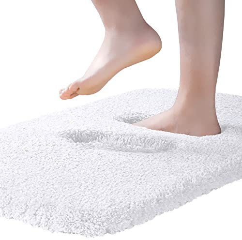 ROLIZOE Ultra Thick Bath Rug for Bathroom Non Slip Bath Mat Highly Absorbent Bathroom Rug Mat Super Soft Bedside Rug Carpet Microfiber Floor Mat 40 x 60cm, White