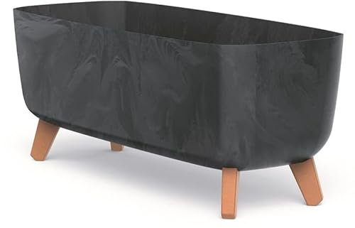 BirnePower Blumentopf Blumenkübel mit Füßen Pflanzkübel mit Pflanzeinsatz Beine Pflanzschale Beton Optik Gracia Case Übertopf (Anthrazit Beton, 58cm)