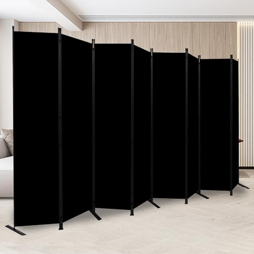 Room Divider and Folding Privacy Screens 8 Panel, 14.67 Ft Wide Partition Room Dividers, Portable Room Divider Panel for Room Separtition, Large Wall Dividers for Room, Office, School,Studio Black