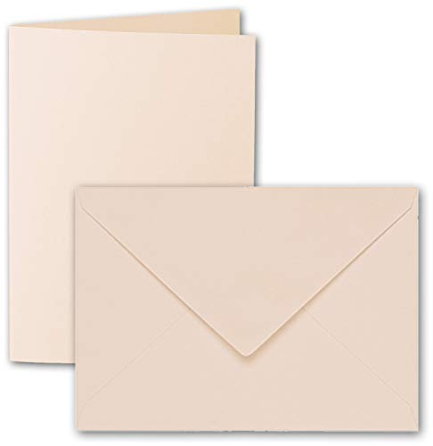 ARTOZ 15x DIN B6 Faltkarten-Set mit Umschlägen - apricot (Rosa) - 120 x 169 mm - gerippte Bastelkarten blanko mit Brief-Umschlägen - 220 g/m²