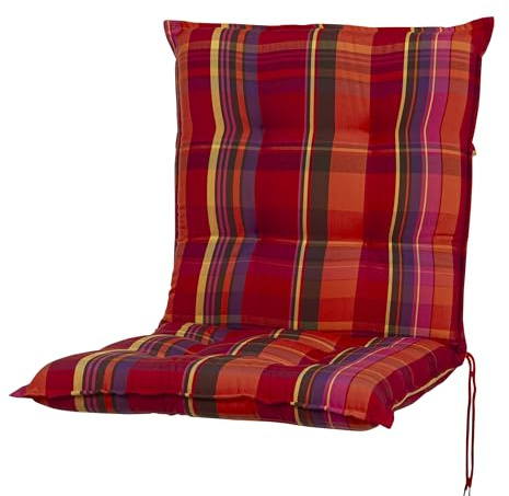 Auflage Niederlehner Sylt 10532-310 rot-orange kariert 103x49x8 cm Sun Garden