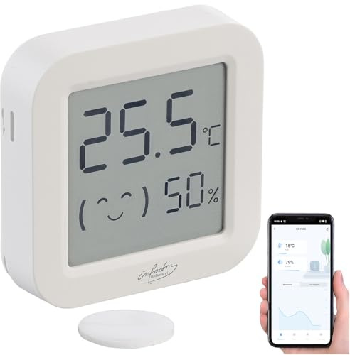 infactory Mini Thermometer: Mini-Thermo-/Hygrometer, Komfort-Anzeige, LCD-Display, Bluetooth, App (Thermometer Hygrometer, Zimmer, Baby)