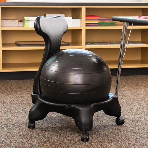 NUNETH Balance Ball Stuhl Balanceballstuhl für Das Büro von Erwachsenen, Balck Anti-Burst-Ball-Yoga-Ballstuhl mit Rädern für Einfache Bewegung, Ergonomischer Stabilitätsstuhl mit Luftpumpe