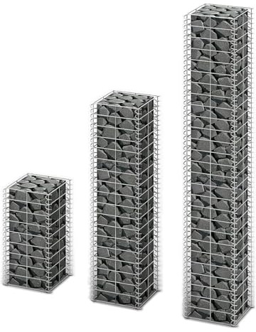 Homgoday Gabions Set of 3 Galvanised Wire for Home Indoor Outdoor Living Room Bedroom Furniture