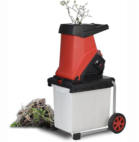 HLGKBY Electric Garden Shredder, 2500W Powerful Electric Wood Chipper, with 50L Collection Box and Transport Wheel, Max.40mm Cutting Diameter, for Leaves, Branches, Grass