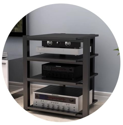 HiFi-Rack AV-Regal, 2/3/4-stufiger TV-Ständer Multifunktionale MDF-Regale Für AV-Verstärker Professionelles Lautsprecher-Tablett Stativ Lautsprecher-Rack Verstärker-Rack ( Color : Schwarz , S : 70*55*