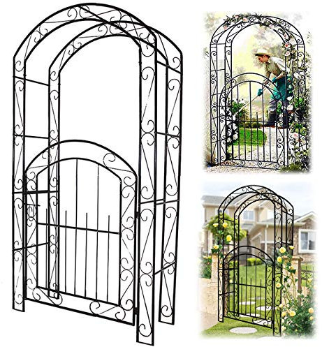 Garden Arch Trellis Metal Garden Arbor Arch Gate, Wedding Rose Arches, 215x115x43cm Rack Outdoor Stereoscopic Pergola Arbor, for Climbing Vines and Plants, Outdoor Garden Lawn Backyard Easy to Instal
